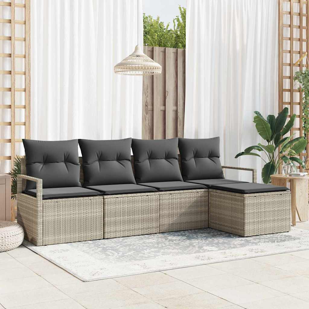 vidaXL Conjunto de Sofás 5 pcs Preto vime PE