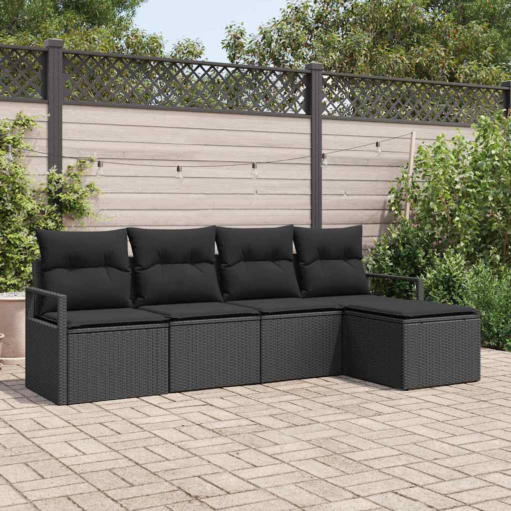 vidaXL Conjunto de Sofás 5 pcs Preto vime PE
