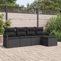 vidaXL Conjunto de Sofás 5 pcs Preto vime PE
