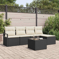 vidaXL Conjunto de Sofás 5 pcs Preto vime PE