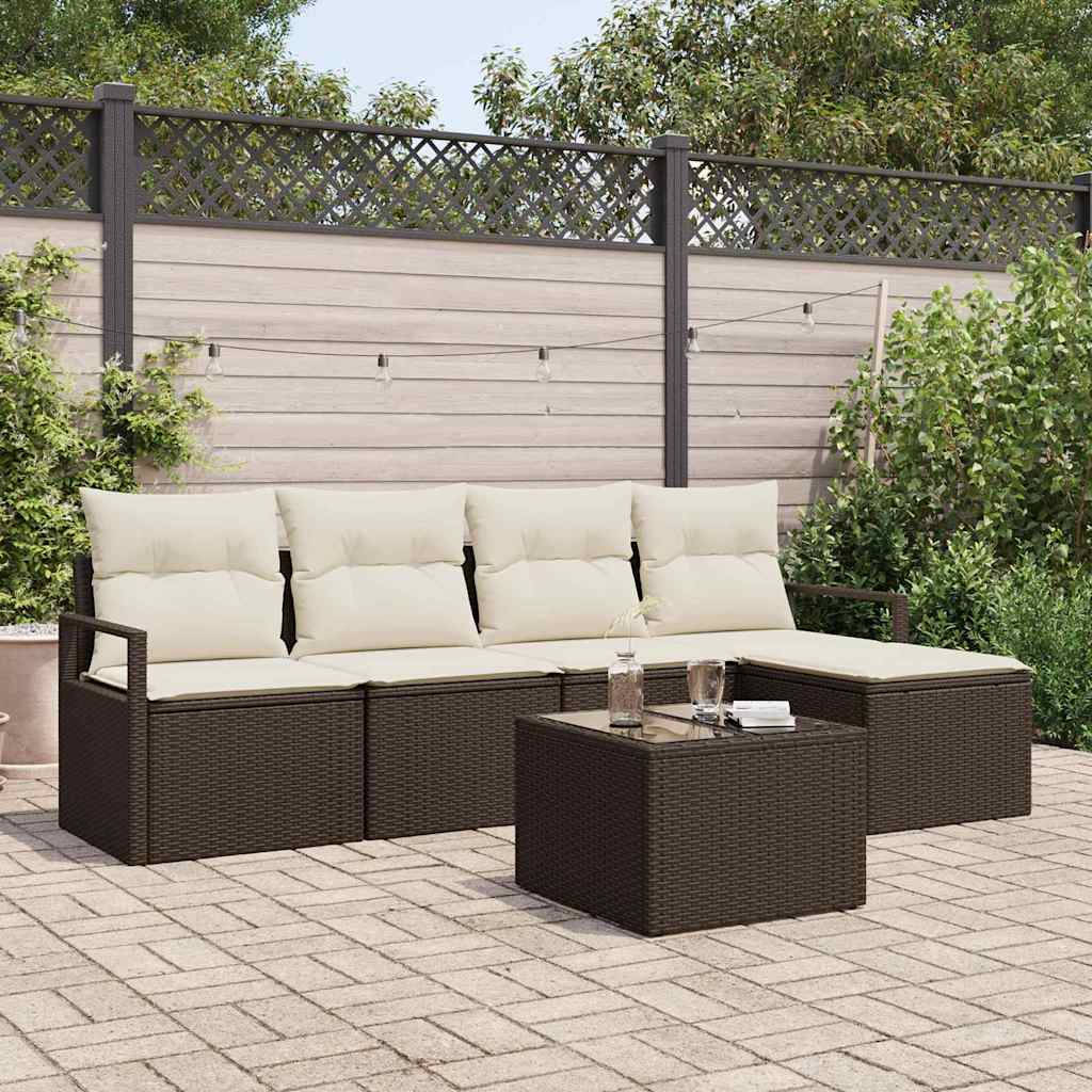 vidaXL Conjunto de Sofás 5 pcs Preto vime PE