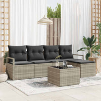 vidaXL Conjunto de Sofás 5 pcs Preto vime PE