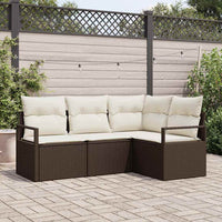 vidaXL Conjunto de Sofás 4 pcs Preto vime PE