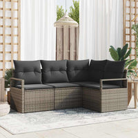 vidaXL Conjunto de Sofás 4 pcs Preto vime PE