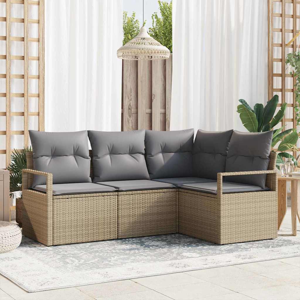vidaXL Conjunto de Sofás 4 pcs Preto vime PE