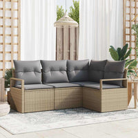 vidaXL Conjunto de Sofás 4 pcs Preto vime PE