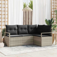 vidaXL Conjunto de Sofás 4 pcs Preto vime PE
