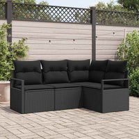 vidaXL Conjunto de Sofás 4 pcs Preto vime PE
