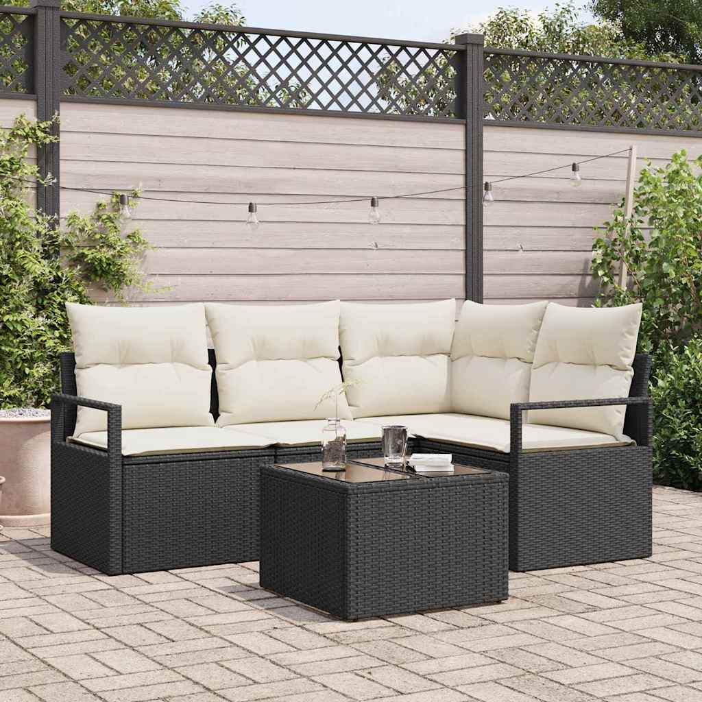 vidaXL Conjunto de Sofás 4 pcs Preto vime PE