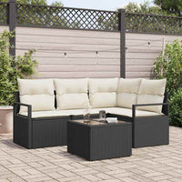 vidaXL Conjunto de Sofás 4 pcs Preto vime PE