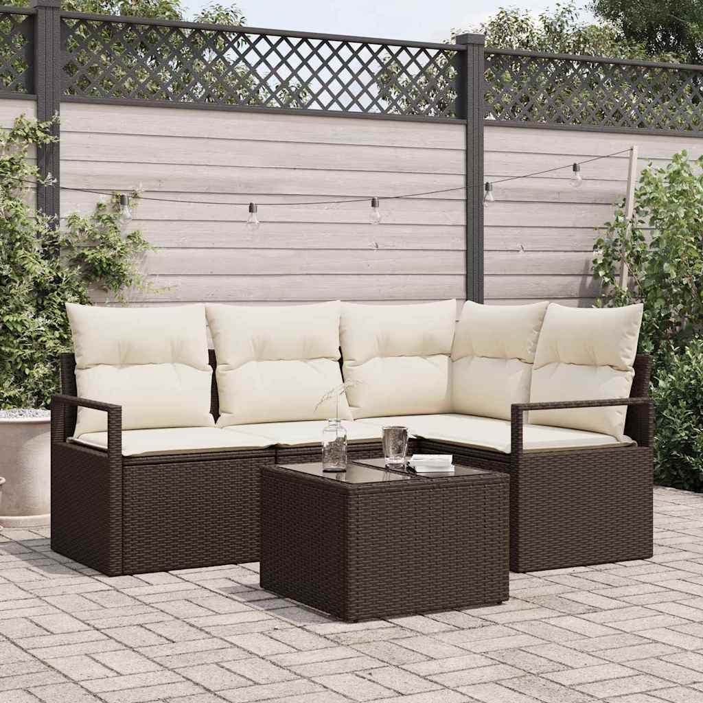 vidaXL Conjunto de Sofás 4 pcs Preto vime PE