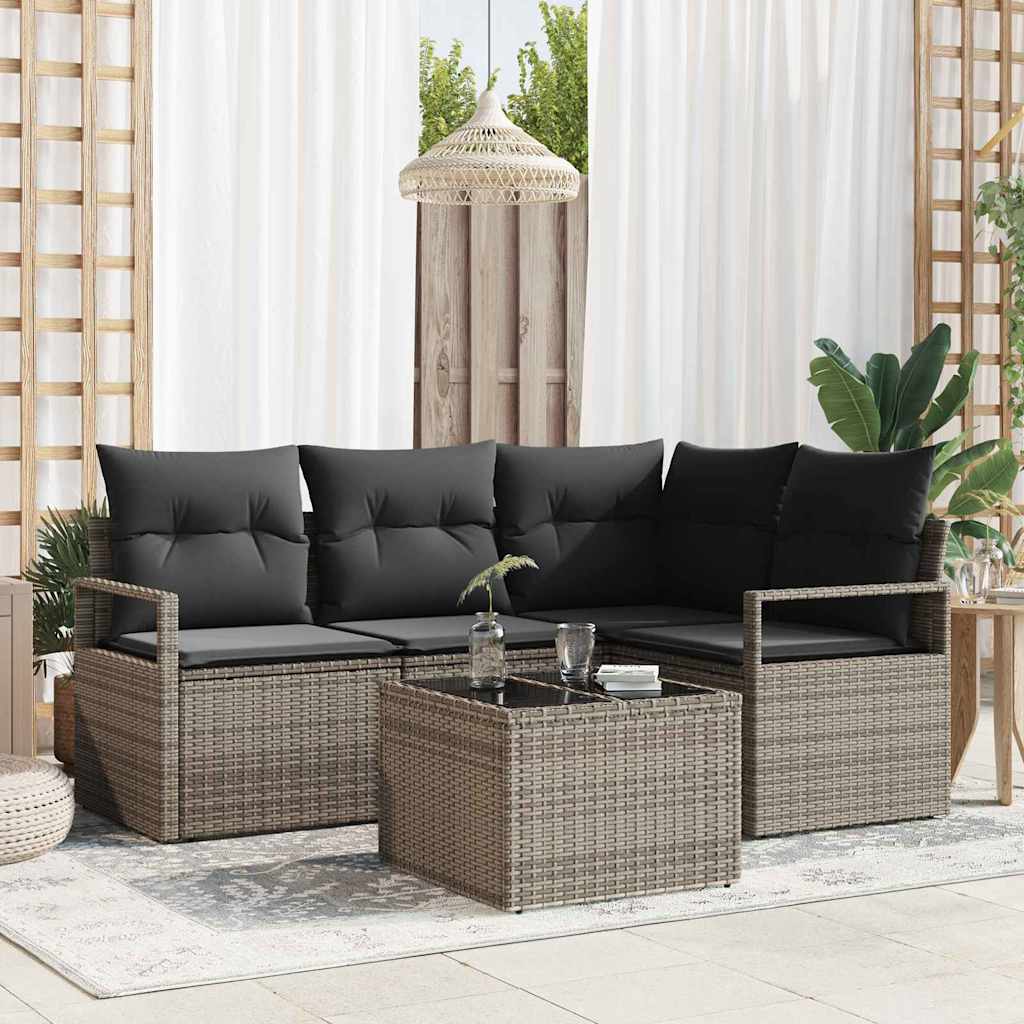 vidaXL Conjunto de Sofás 4 pcs Preto vime PE