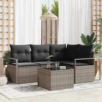 vidaXL Conjunto de Sofás 4 pcs Preto vime PE