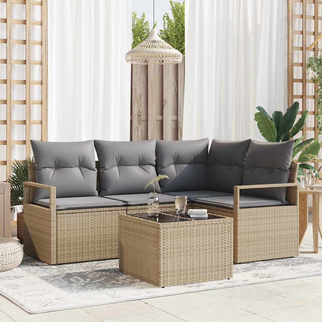 vidaXL Conjunto de Sofás 4 pcs Preto vime PE