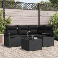 vidaXL Conjunto de Sofás 4 pcs Preto vime PE