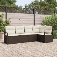 vidaXL Conjunto de Sofás com almofada 5 pcs Preto vime PE