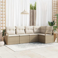 vidaXL Conjunto de Sofás com almofada 5 pcs Preto vime PE