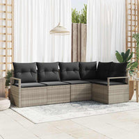 vidaXL Conjunto de Sofás com almofada 5 pcs Preto vime PE