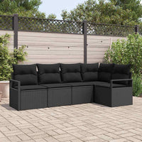 vidaXL Conjunto de Sofás com almofada 5 pcs Preto vime PE
