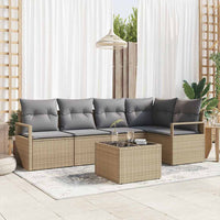 vidaXL Conjunto de Sofás com almofada 5 pcs Preto vime PE