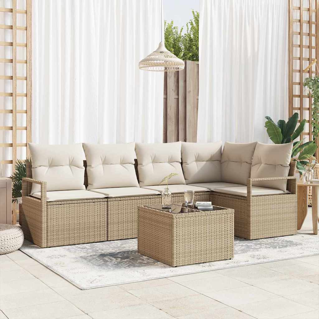 vidaXL Conjunto de Sofás com almofada 5 pcs Preto vime PE