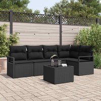 vidaXL Conjunto de Sofás com almofada 5 pcs Preto vime PE
