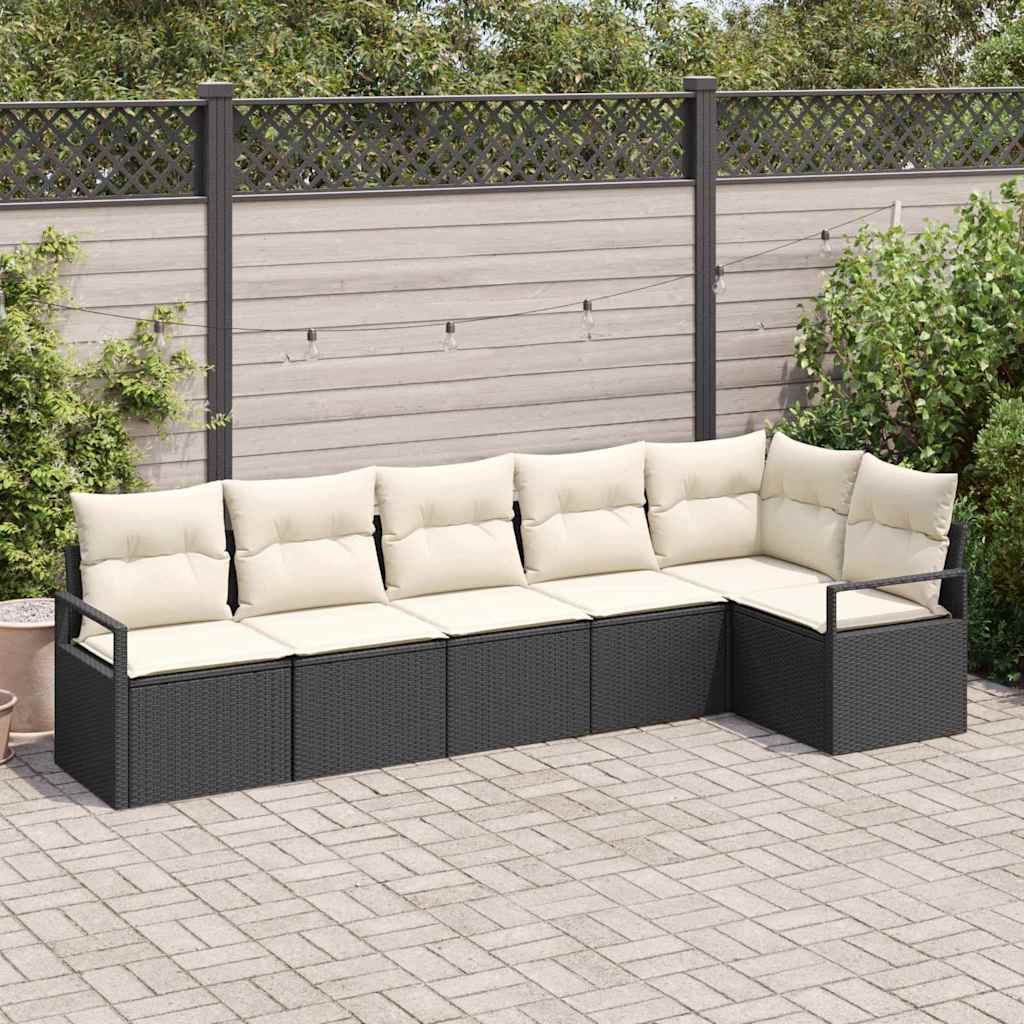 vidaXL Conjunto de Sofás 6 pcs Preto vime PE