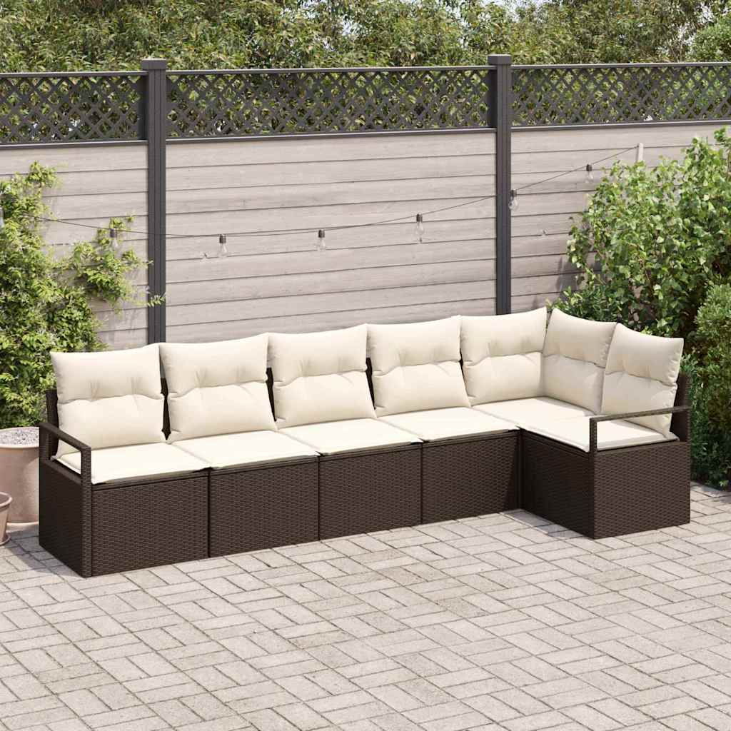 vidaXL Conjunto de Sofás 6 pcs Preto vime PE