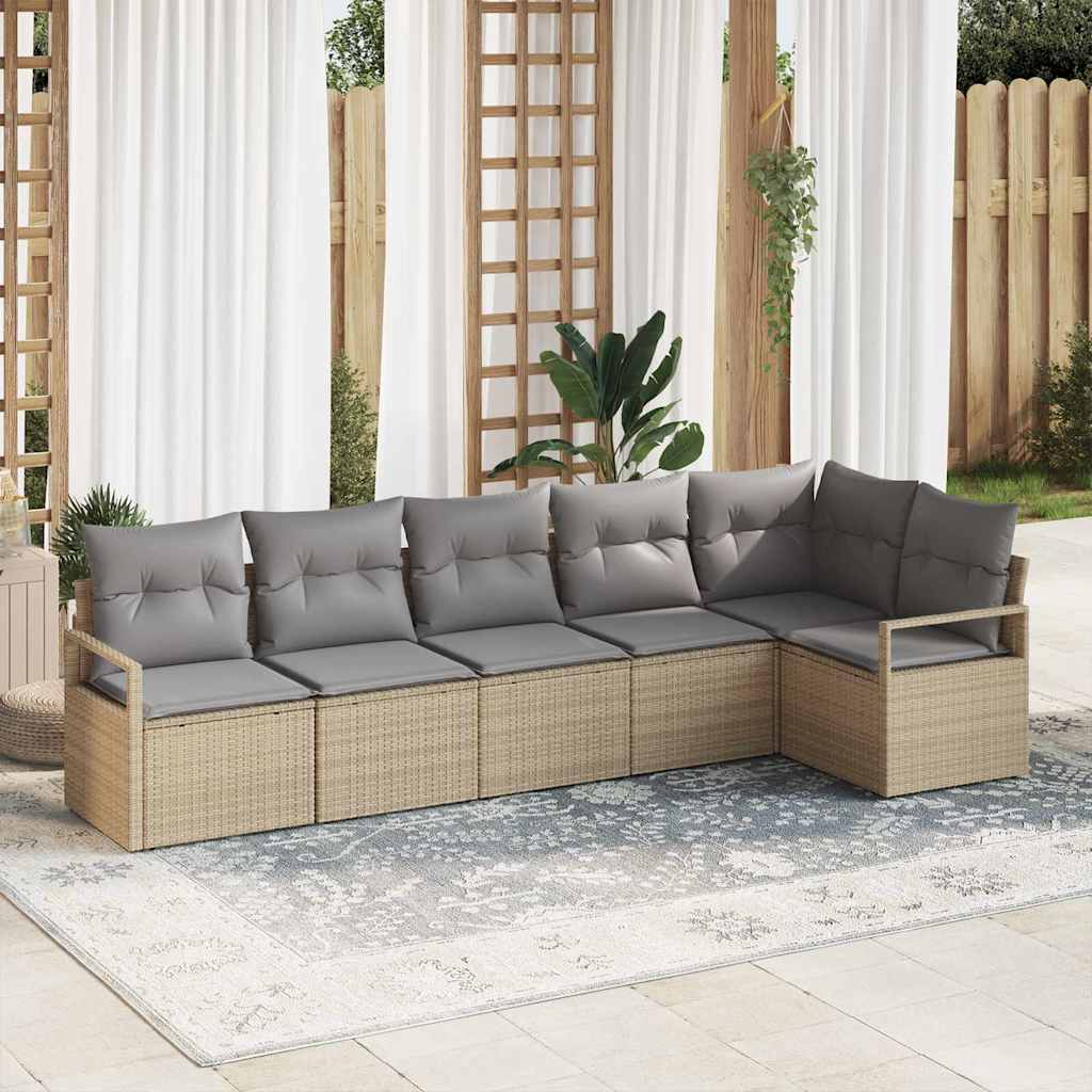 vidaXL Conjunto de Sofás 6 pcs Preto vime PE