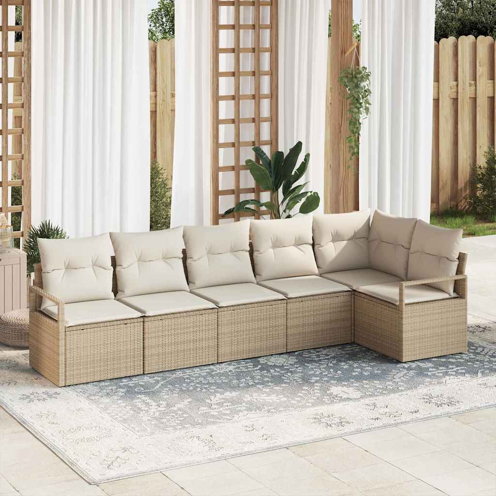 vidaXL Conjunto de Sofás 6 pcs Preto vime PE
