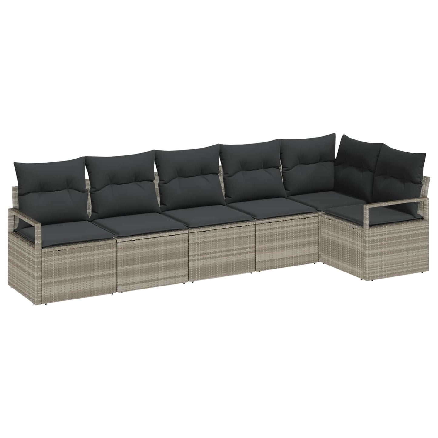 vidaXL Conjunto de Sofás 6 pcs Preto vime PE