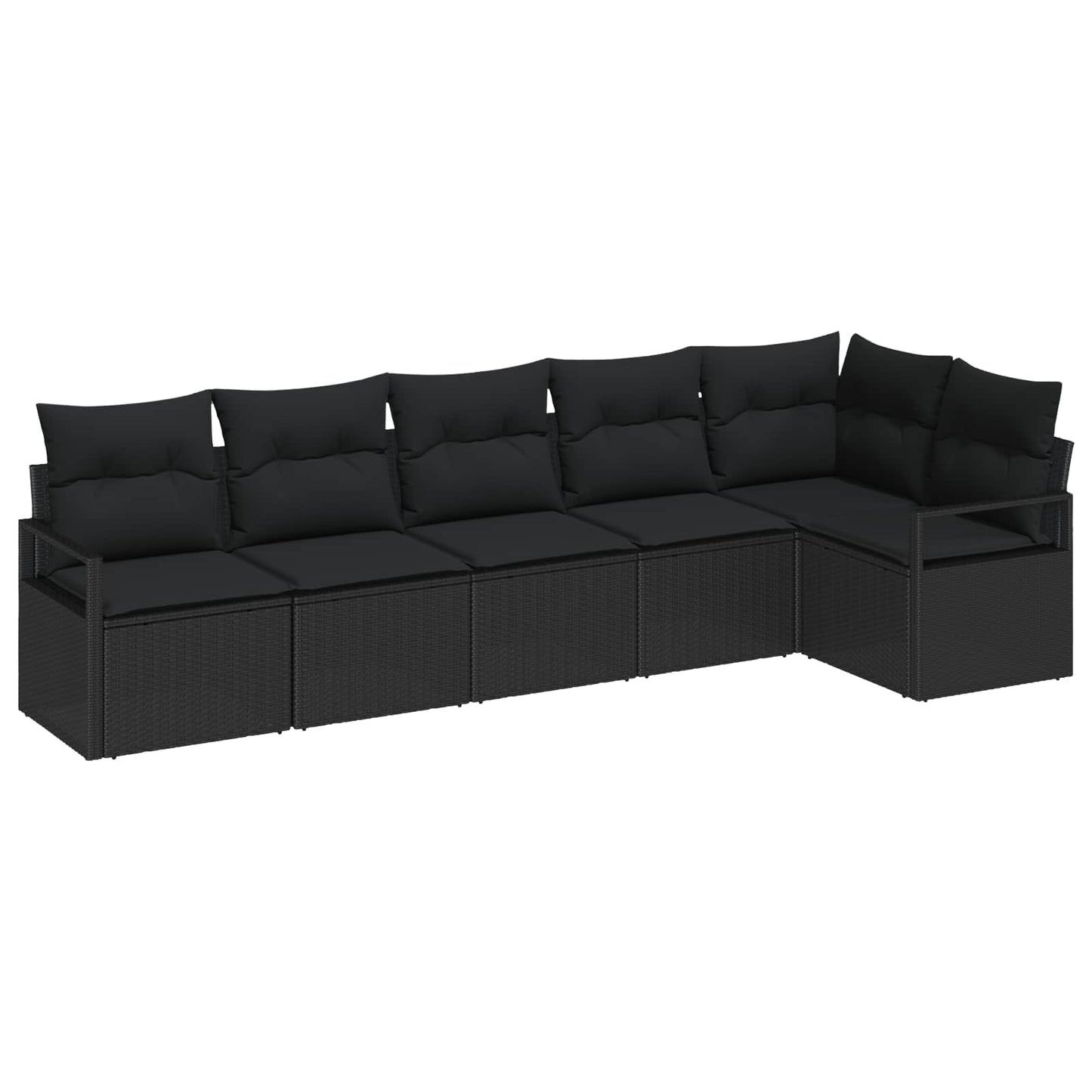 vidaXL Conjunto de Sofás 6 pcs Preto vime PE