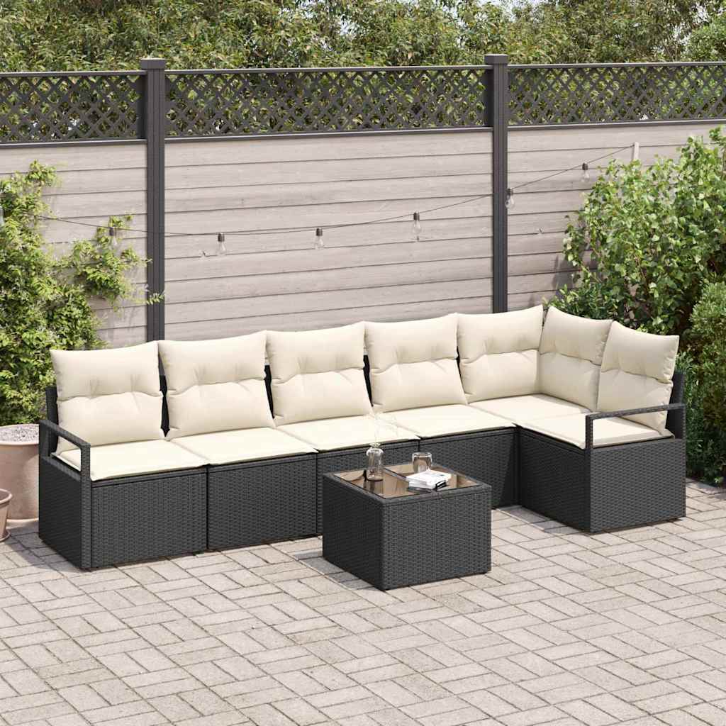 vidaXL Conjunto de Sofás 6 pcs Preto vime PE