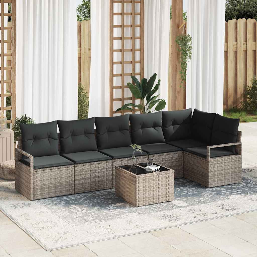 vidaXL Conjunto de Sofás 6 pcs Preto vime PE