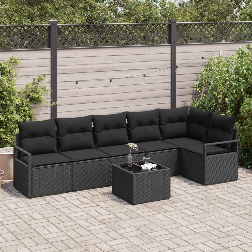vidaXL Conjunto de Sofás 6 pcs Preto vime PE