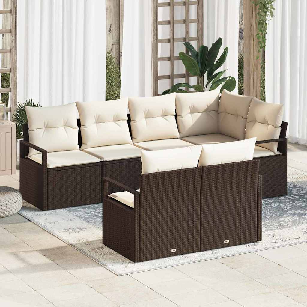 vidaXL Conjunto de Sofás 7 pcs Preto vime PE