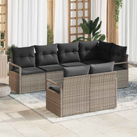 vidaXL Conjunto de Sofás 7 pcs Preto vime PE
