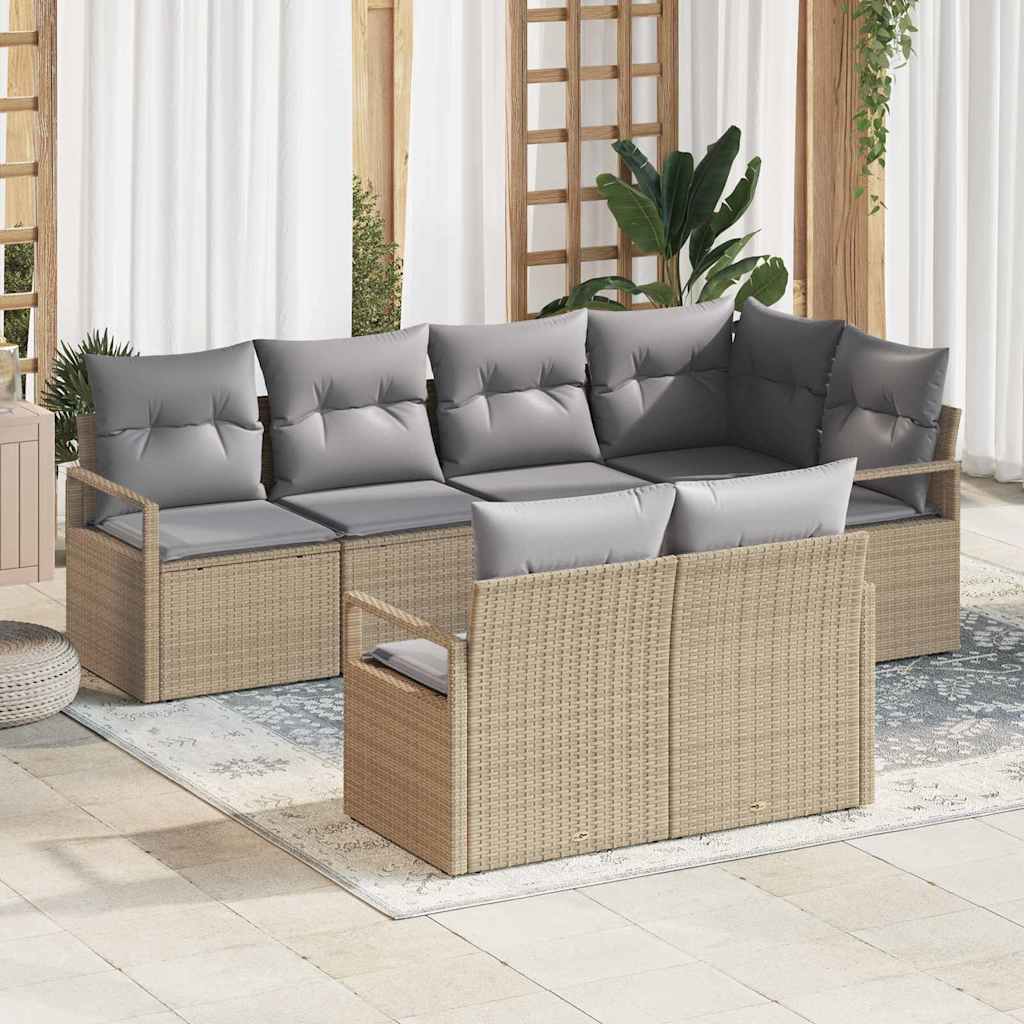 vidaXL Conjunto de Sofás 7 pcs Preto vime PE