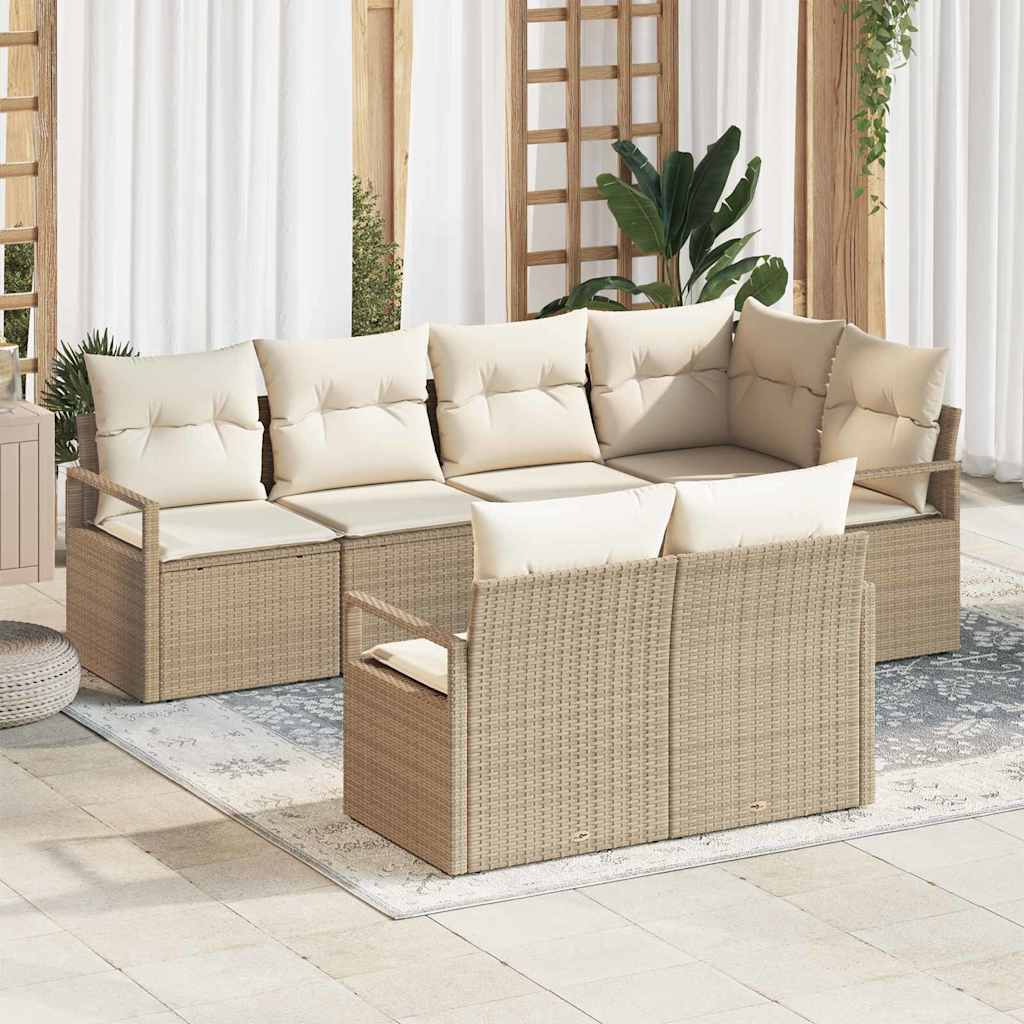 vidaXL Conjunto de Sofás 7 pcs Preto vime PE