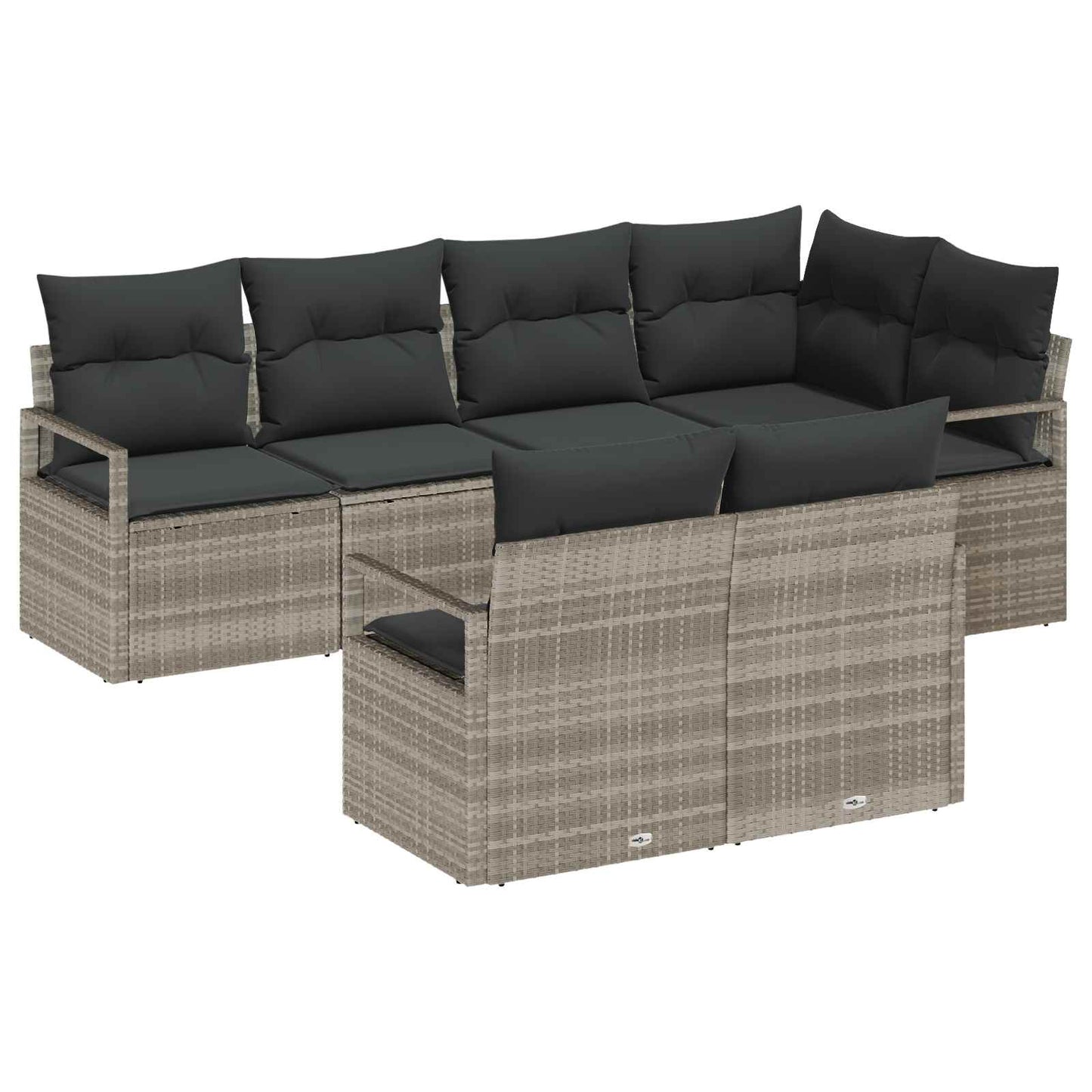 vidaXL Conjunto de Sofás 7 pcs Preto vime PE