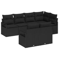 vidaXL Conjunto de Sofás 7 pcs Preto vime PE