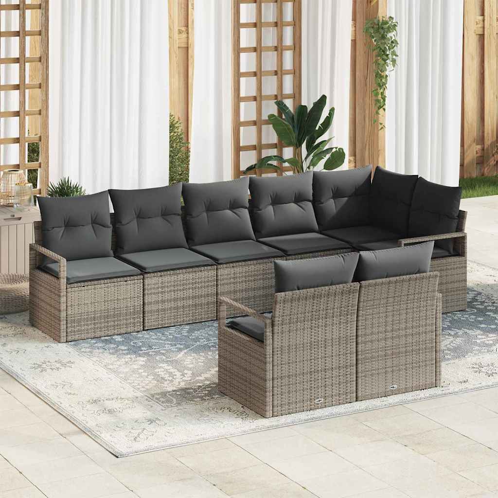 vidaXL Conjunto de Sofás 8 pcs Preto vime PE