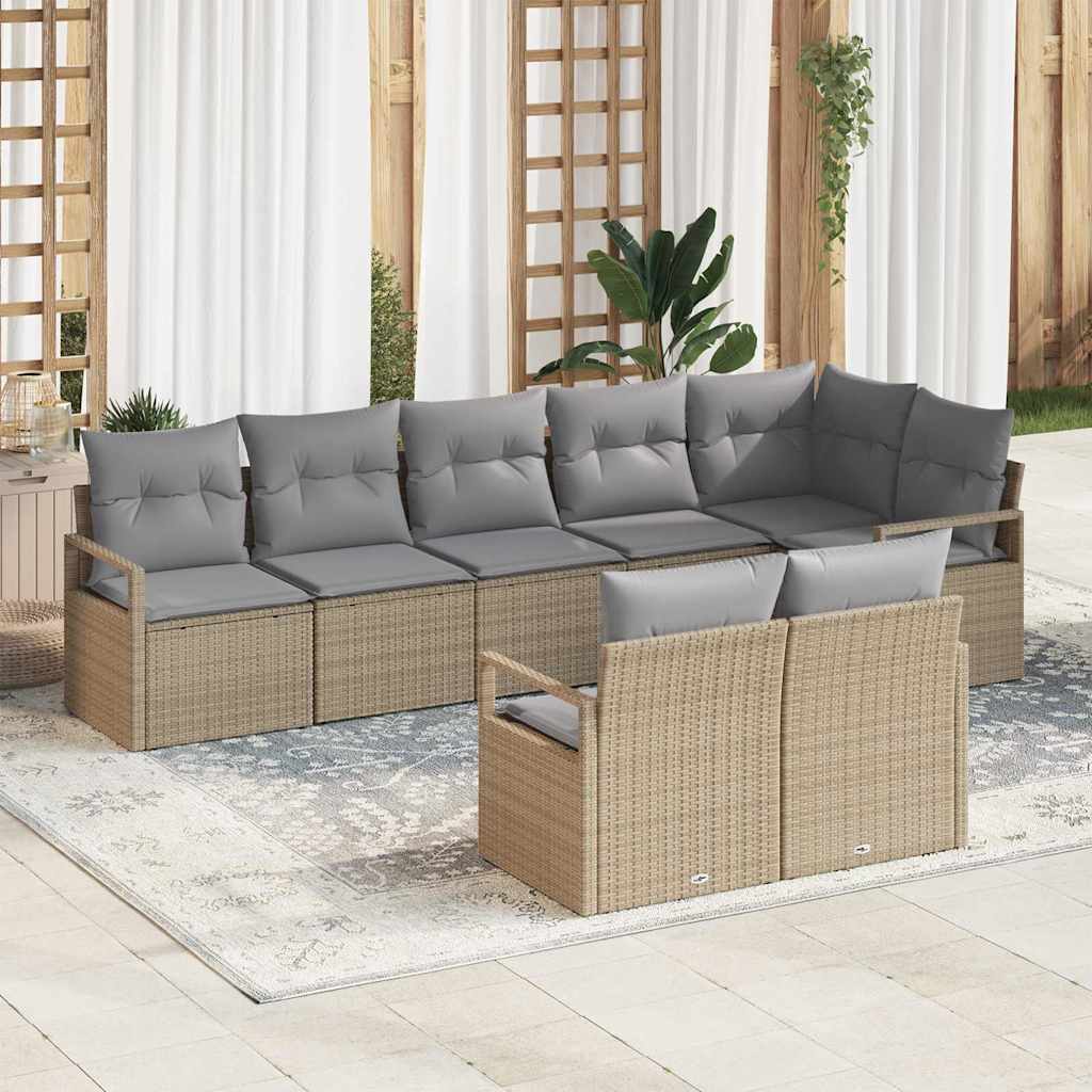 vidaXL Conjunto de Sofás 8 pcs Preto vime PE