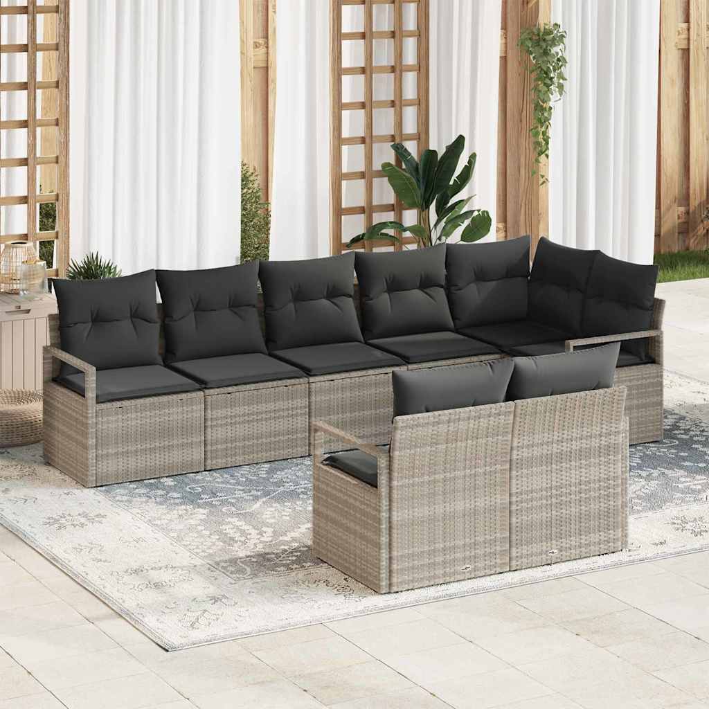 vidaXL Conjunto de Sofás 8 pcs Preto vime PE