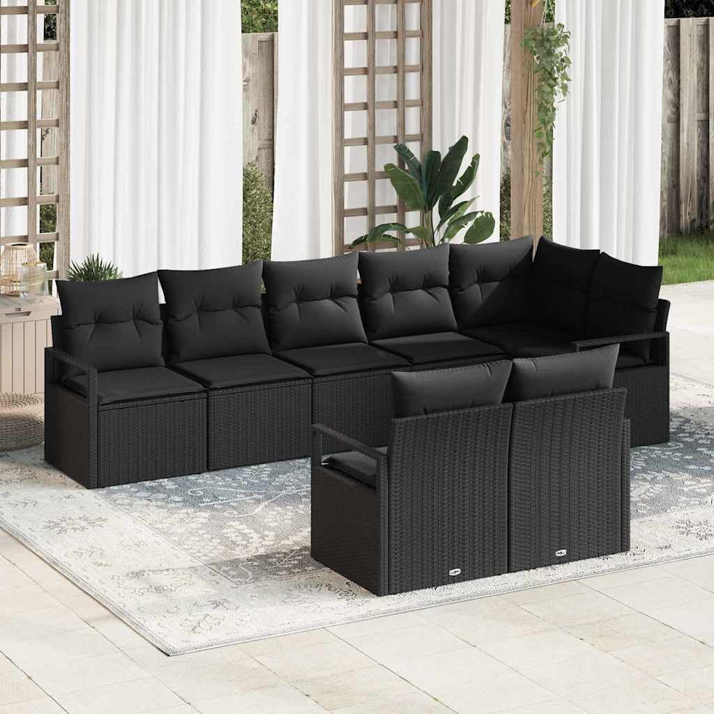 vidaXL Conjunto de Sofás 8 pcs Preto vime PE