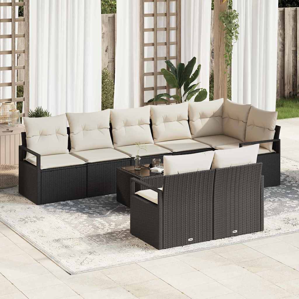 vidaXL Conjunto de Sofás 8 pcs Preto vime PE