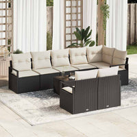 vidaXL Conjunto de Sofás 8 pcs Preto vime PE