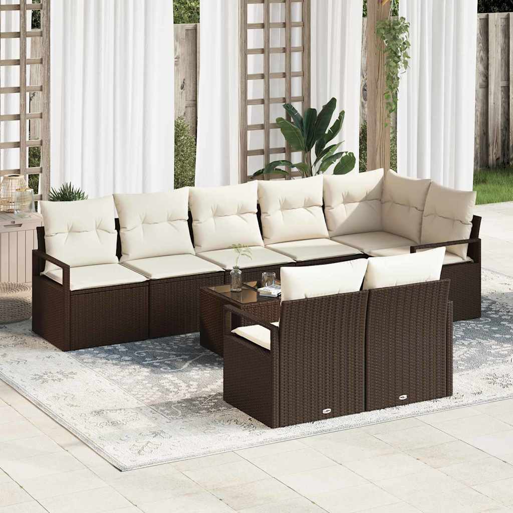 vidaXL Conjunto de Sofás 8 pcs Preto vime PE