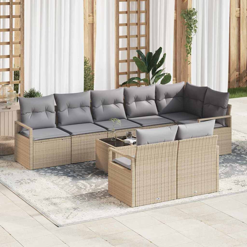 vidaXL Conjunto de Sofás 8 pcs Preto vime PE