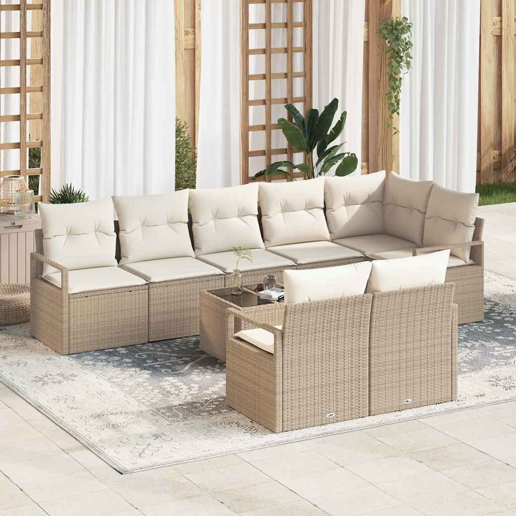 vidaXL Conjunto de Sofás 8 pcs Preto vime PE